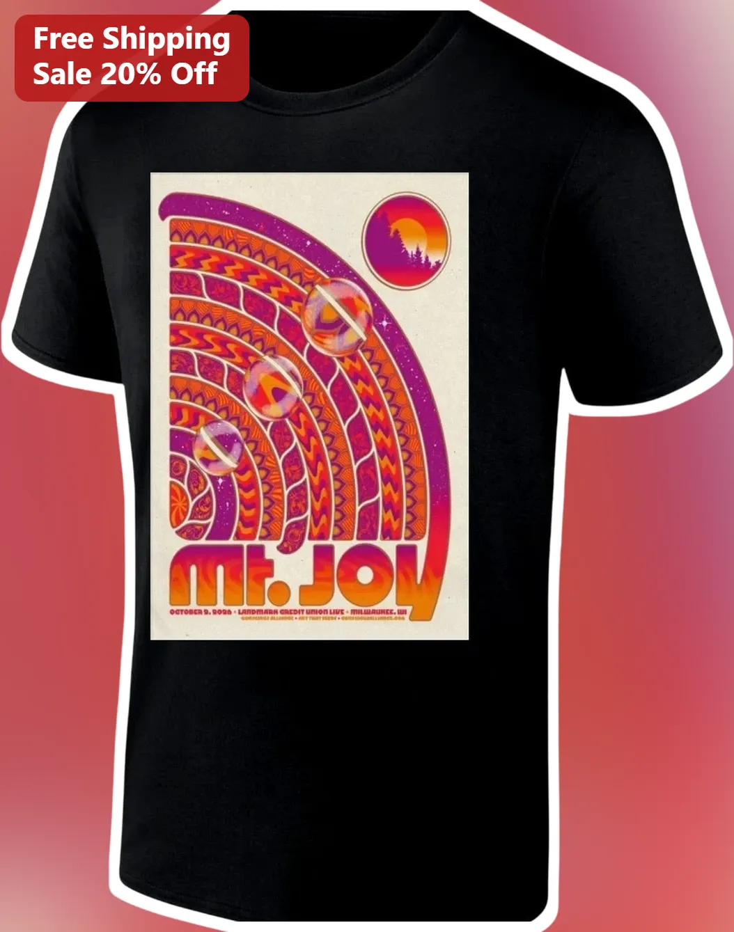 Mt. Joy Tee Retro Psychedelic Concert Poster Design Indie Rock Band Merch Vintage Style Graphic T-Shirt