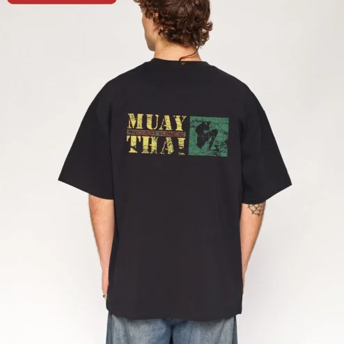 Customer in Chicago, Illinois wearing Muay Thai Tee Art of Eight Limbs Fighter Graphic Shirt for Martial Artists and Kickboxers