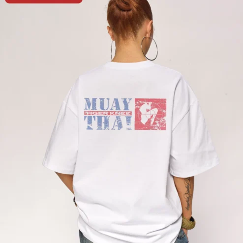 Close-up of Muay Thai Tee Art of Eight Limbs Fighter Graphic Shirt for Martial Artists and Kickboxers for streetwear fans in Chicago, Illinois