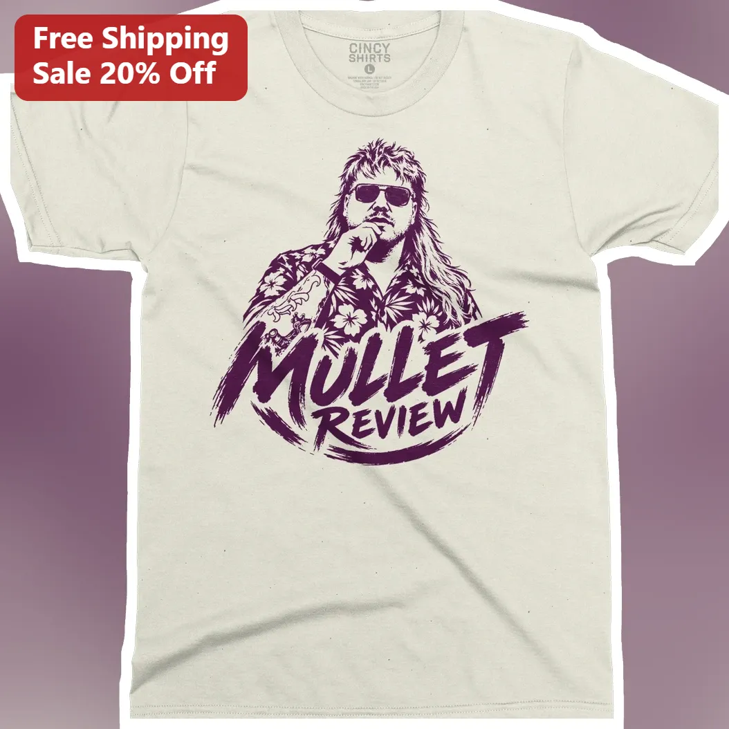 Mullet Review Funny Graphic Tee Retro 80s Rockabilly Hair Style Novelty Shirt Gift