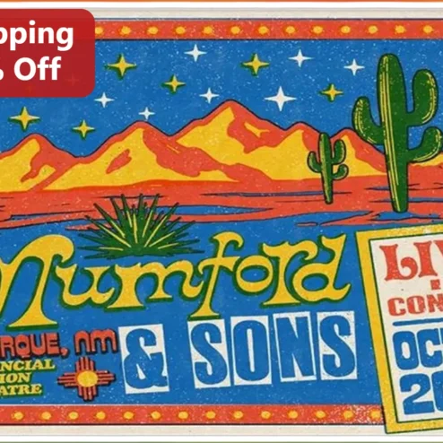 Mumford Sons Live in Concert Poster Vintage Southwestern Folk Rock Wall Art Gift for Fans