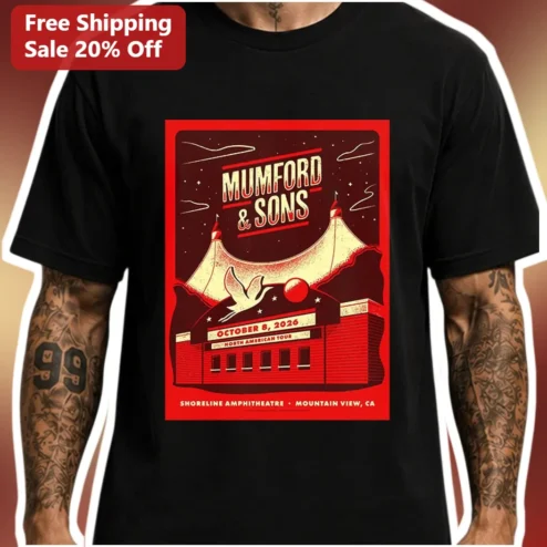 Mumford Sons October 8 2026 Shoreline Amphitheatre North American Tour Vintage Concert Tee
