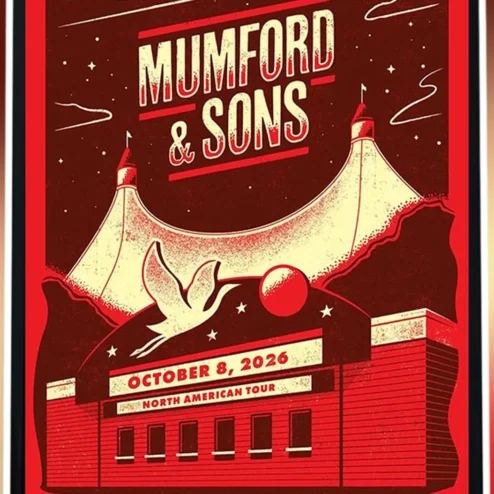 Mumford Sons Shoreline Amphitheatre Poster October 8 2026 North American Tour Vintage Gig Print