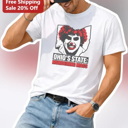Murdering Macs Tee Ohio State Pennywise Horror Parody Graphic Shirt for Stephen King Fans