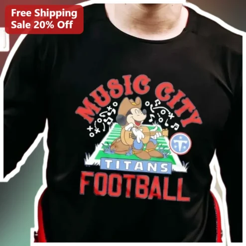 Music City Titans Football Mickey Mouse Graphic Tee for NFL Fans