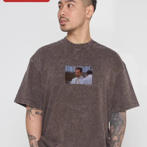 Customer in Chicago, Illinois wearing Mustached Man Vintage Photo Graphic Tee Retro Gentleman Portrait Shirt
