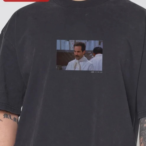 Customer in Chicago, Illinois wearing Mustached Man Vintage Photo Graphic Tee Retro Gentleman Portrait Shirt