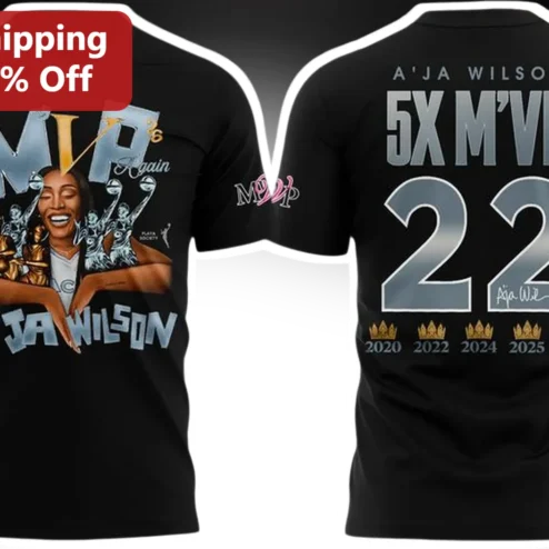 MVP Again 5X MVP A'ja Wilson Signature Tee WNBA Las Vegas Aces Champion Gift