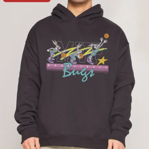 MVP Basketball Bugs Hoodie Looney Tunes Character Retro Sports Graphic Sweatshirt for Men