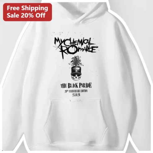My Chemical Romance The Black Parade Hoodie Vintage Emo Rock Band Merch Skull Top Hat Graphic Sweatshirt