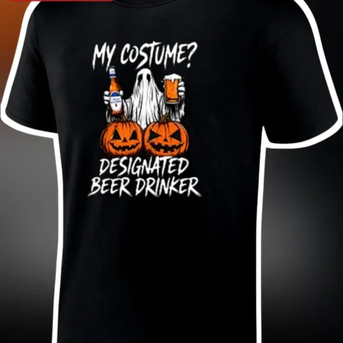 My Costume Designated Beer Drinker Funny Halloween Ghost Tee