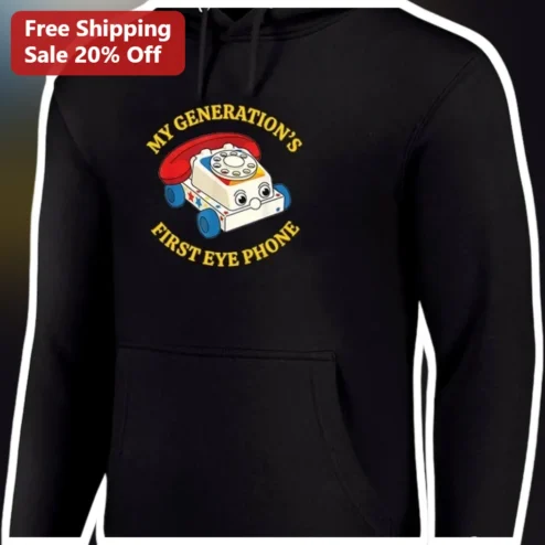 My Generation's First Eye Phone Hoodie Vintage Rotary Toy Graphic Pullover Retro Humor Gift for Baby Boomers Seniors