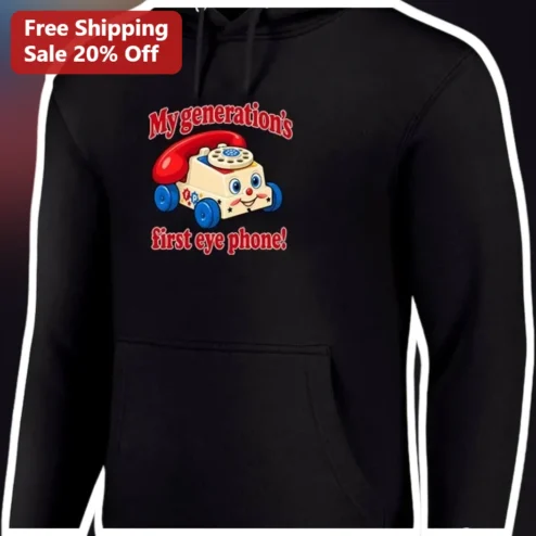 My Generation's First Eye Phone Retro Nostalgia Humor Hoodie Gift for Baby Boomers Seniors