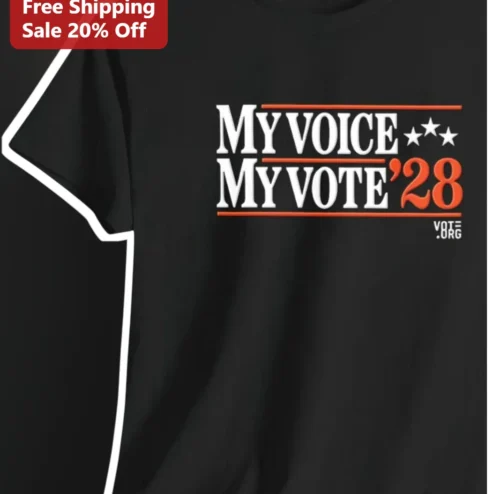 My Voice My Vote '28 Tee Voting Rights Election 2028 Graphic Shirt for Civic Engagement
