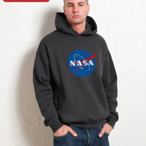 Customer in Chicago, Illinois wearing NASA Hoodie Meatball Logo Space Apparel Pullover for Men Women Astronomy Gift