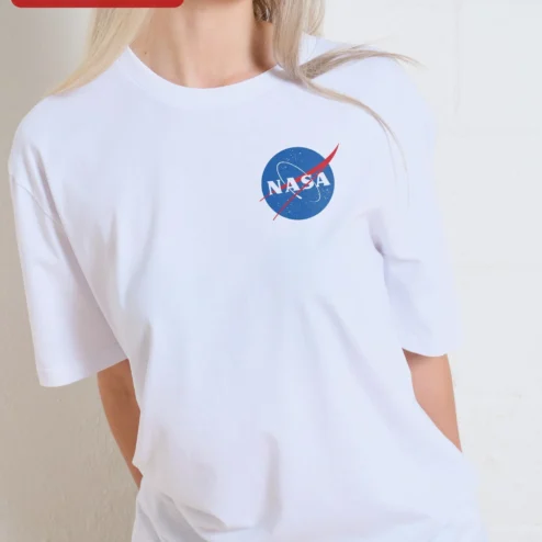 NASA Meatball Logo Vintage Space Tee for Men Women Streetwear on a hanger, ready to ship from Chicago, Illinois
