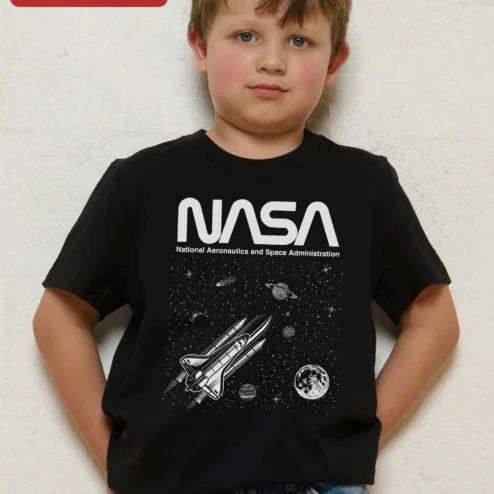 NASA National Aeronautics and Space Administration Kids Tee Space Shuttle Planets Graphic T-Shirt