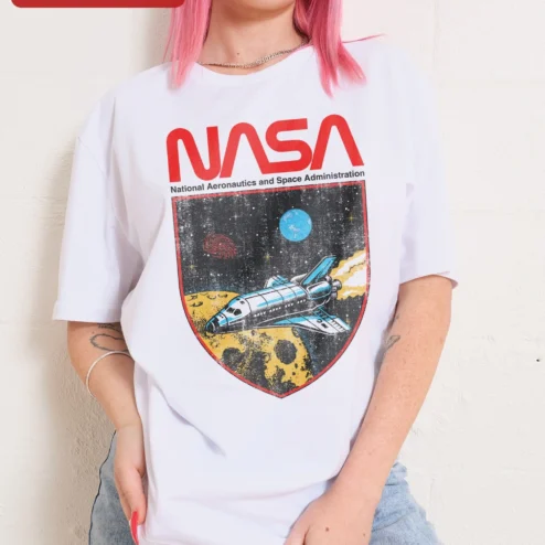 Customer in Chicago, Illinois wearing NASA National Aeronautics and Space Administration Vintage Worm Logo Space Shuttle Tee