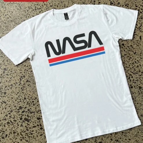 NASA Worm Logo Vintage Graphic Tee Retro Space Apparel Gift for Men and Women
