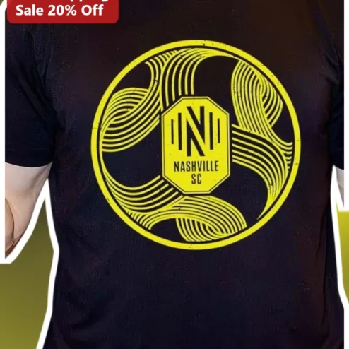 Nashville SC Tee Men Soccer Fan Gift Black Yellow Graphic Shirt