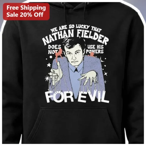 Nathan Fielder We Are So Lucky Hoodie Funny Comedian Gift available at our Chicago, Illinois warehouse