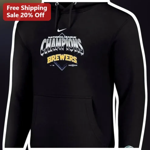 National League Champions Brewers Hoodie Milwaukee Baseball Fan Gear