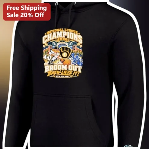 National League Champions Broom Out Brew-Lieve It Win Our Way Hoodie