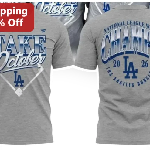 National League West Champs Take October Tee LA Dodgers Baseball Fan Gear