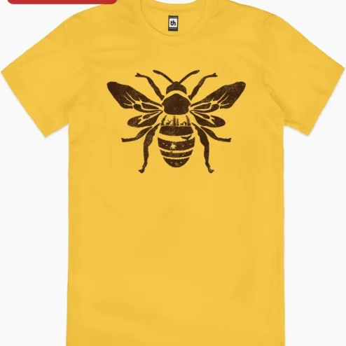 Close-up of Nature Scene Inside Bee Silhouette Digital Art, Double Exposure Wildlife Landscape Print for Home De for streetwear fans in Chicago, Illinois