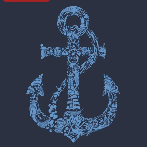 Nautical Anchor Doodle Art Tee Vintage Tattoo Style Sailor Gift for Men Women
