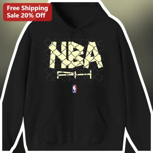 NBA Hoodie Black Distressed Basketball Hoop Streetwear Pullover for Men Women Fans