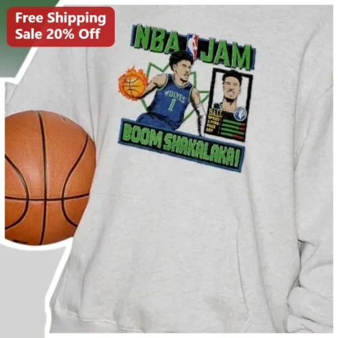 NBA Jam Boom Shakalaka Anthony Edwards Retro Gaming Sweatshirt