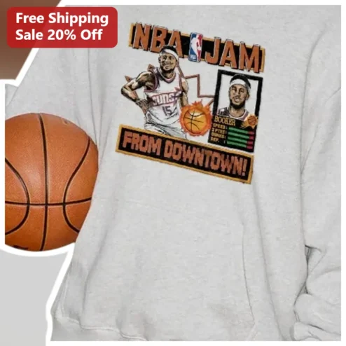 NBA JAM From Downtown Devin Booker Retro Arcade Basketball Sweatshirt