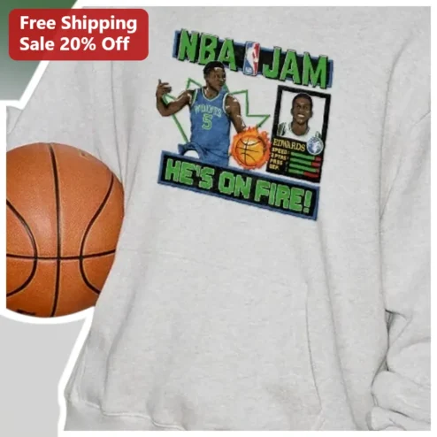 NBA JAM He's On Fire Anthony Edwards Retro Gaming Sweatshirt
