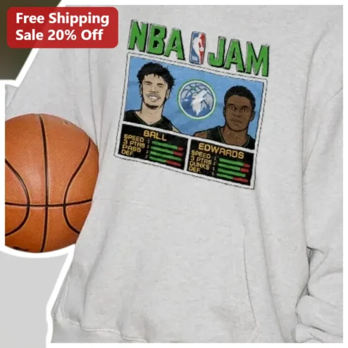 NBA JAM Sweatshirt Retro Gaming LaMelo Ball Anthony Edwards Basketball Gift