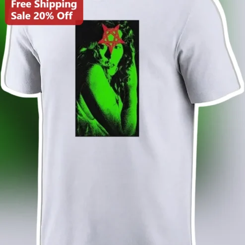 Neon Green Witch Pentagram Graphic Tee Occult Pagan Halloween Shirt for Women Men