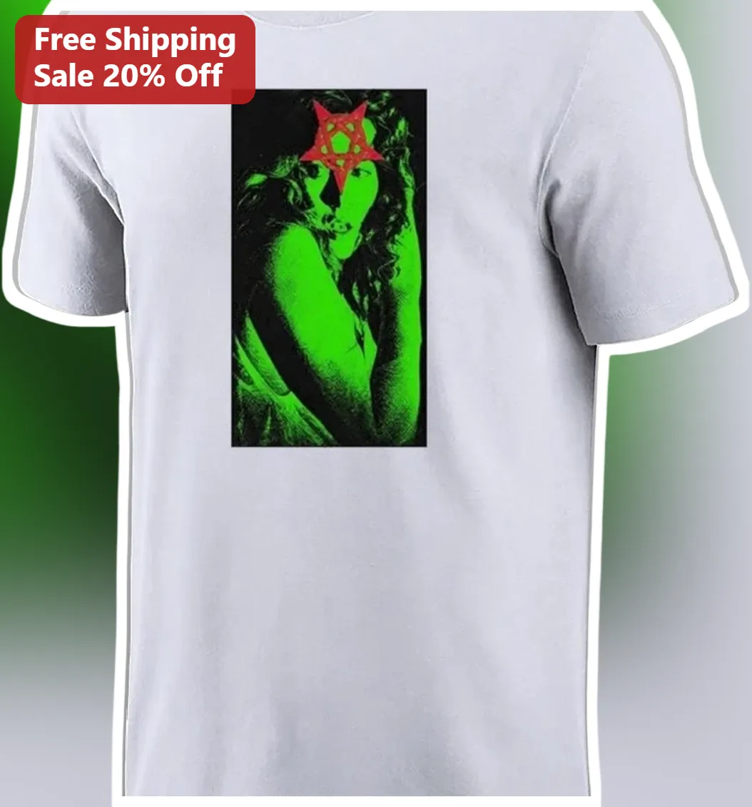 Neon Green Witch Pentagram Graphic Tee Occult Pagan Halloween Shirt for Women Men