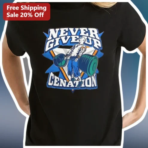Never Give Up Cenation John Cena Graphic Tee for Men WWE Wrestling Fan Gear