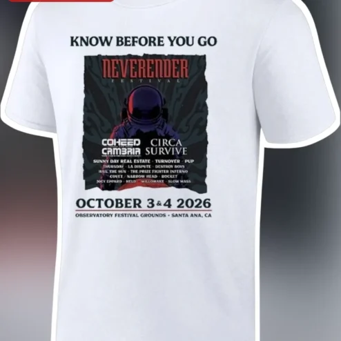 Neverender Festival Know Before You Go Graphic Tee Coheed and Cambria Fan Merch