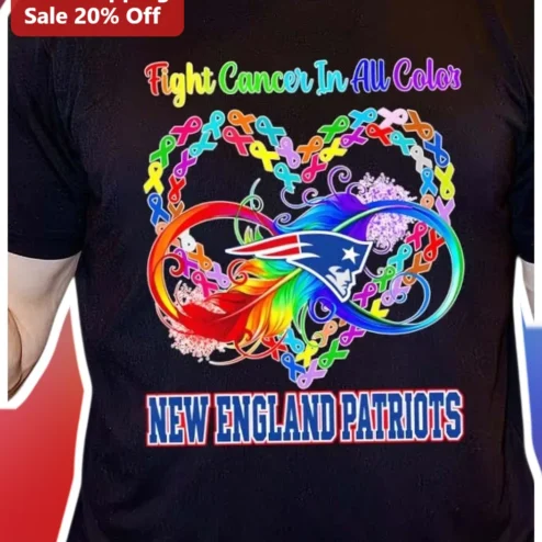 New England Patriots Fight Cancer In All Color Awareness Ribbon Tee