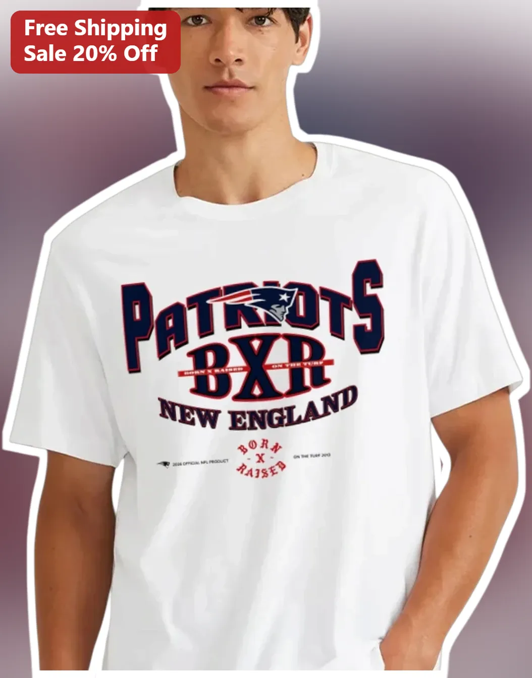 New England Patriots Tee Born Raised Fan Gear NFL Team Spirit Shirt