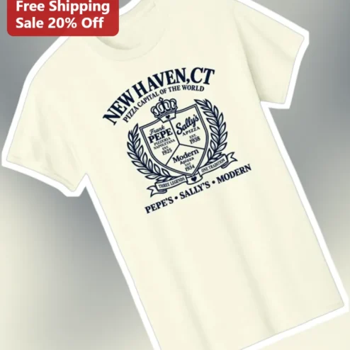 New Haven CT Pizza Capital of the World Vintage Crest Tee
