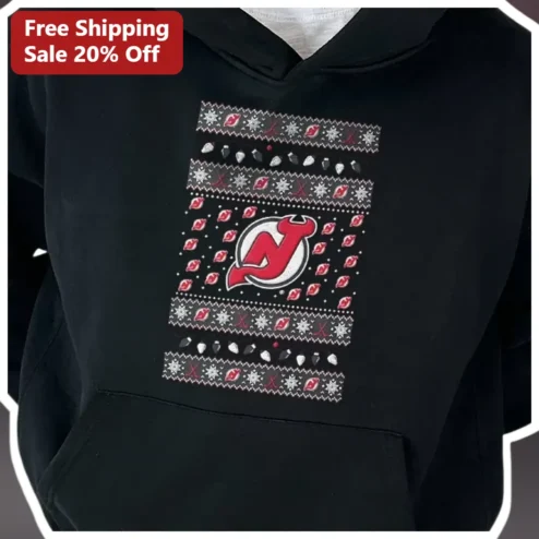 New Jersey Devils Ugly Christmas Sweater Hoodie NHL Fan Holiday Gift
