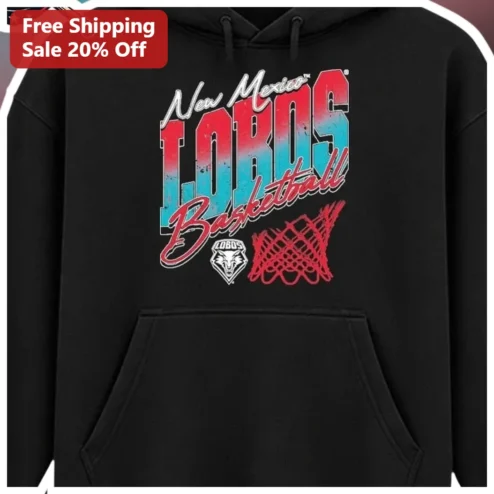 New Mexico Lobos Basketball Hoodie Vintage Collegiate Pullover for Men Women Game Day Fan Gear
