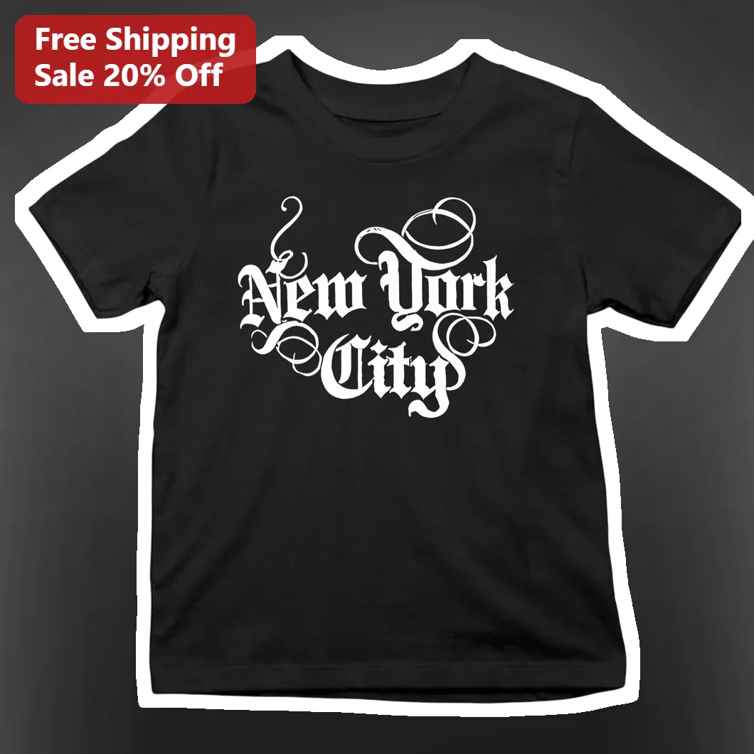 New York City Gothic Typography Tee Black Vintage Streetwear Shirt for Men Women Gift
