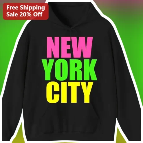 New York City Hoodie Neon Typography Graphic Pullover for Men Women available at our Chicago, Illinois warehouse