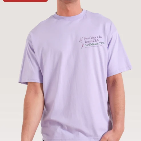 New York City Tennis Club Invitational '86 Vintage Graphic Tee on a hanger, ready to ship from Chicago, Illinois