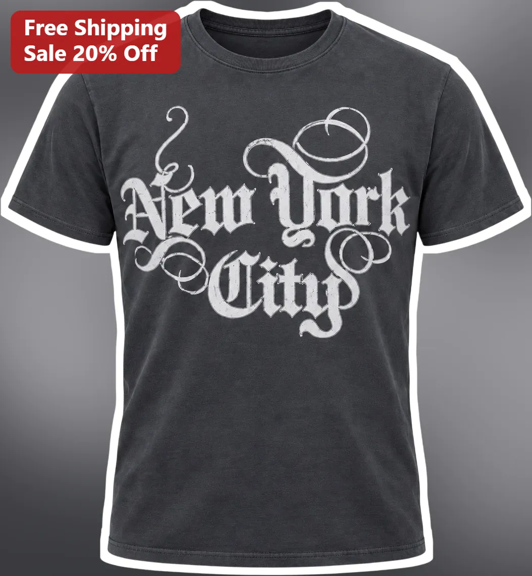 New York City Vintage Gothic Typography Distressed Tee Unisex Graphic T-Shirt Gift for NYC Lovers