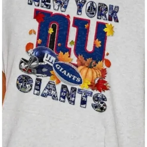 New York Giants Fall Football Tee Autumn Leaves Pumpkin Helmet Graphic Shirt