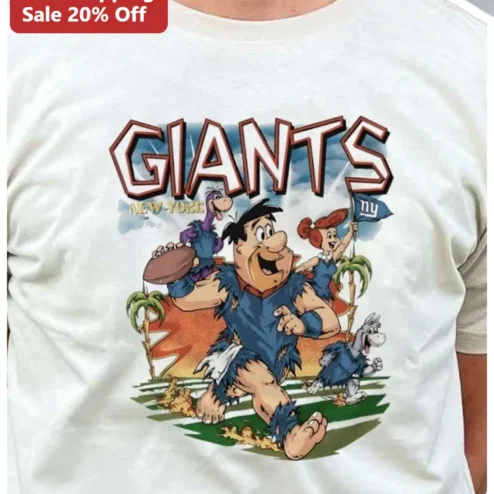 New York Giants The Flintstones Football Graphic Tee NFL Fan Gear